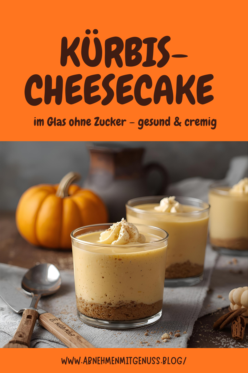 Kürbis-Cheesecake im Glas ohne Zucker – gesund & cremig